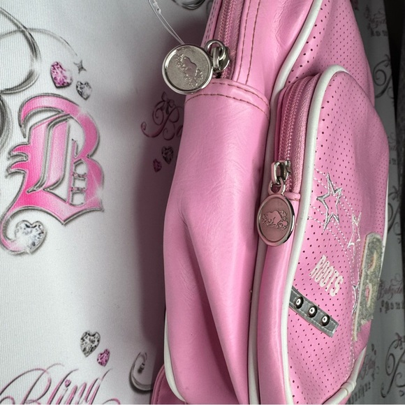 Roots Backpack pink 2000s sporty preppy athletic style 73 fuzzy logo zippers - Picture 3 of 14